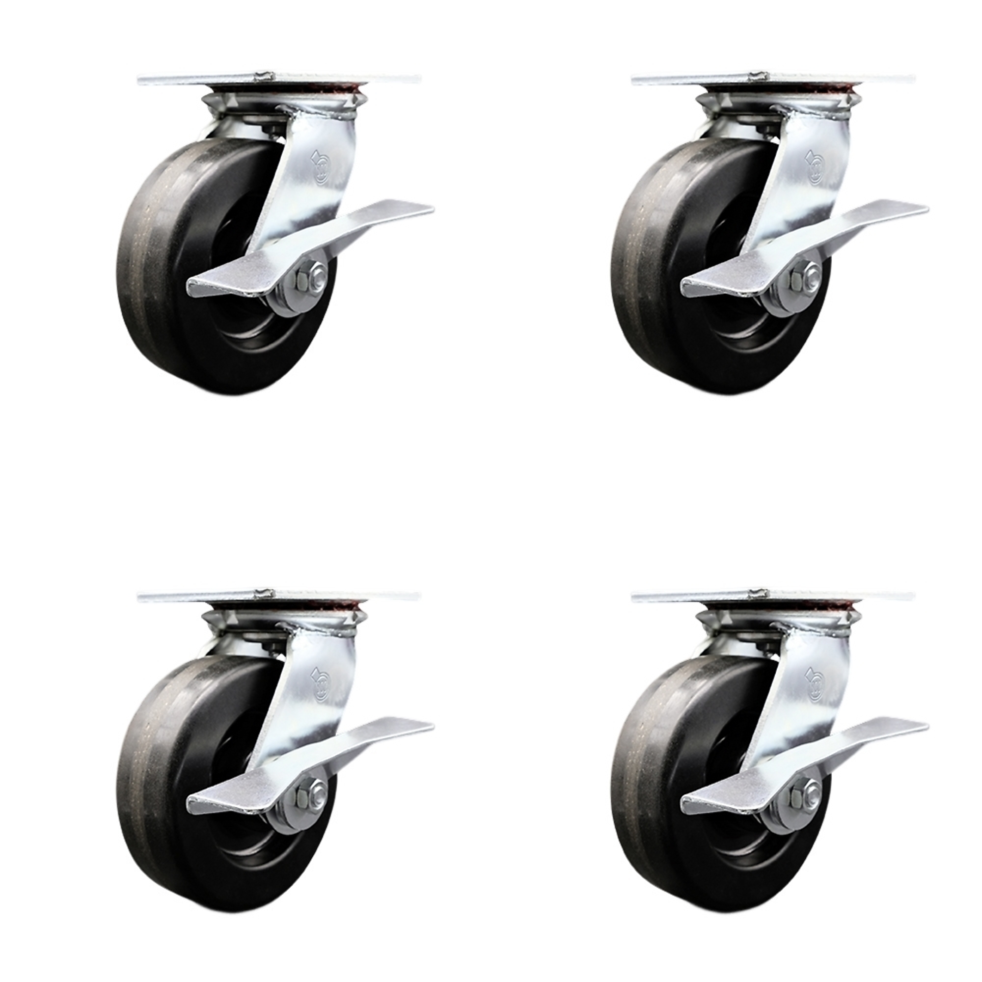 Service Caster, 6in. x 2in. Plate Casters, Wheel Diameter 6 in, Caster Type Swivel, Package (qty.) 4, Model# SCC-35S620-PHB-SLB-4